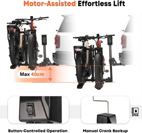 Vista 3 de CRAVOT Portabicicletas elevadoras eléctricas, soporte motorizado para bicicletas, capacidad de 200 libras de capacidad de hasta 5 pulgadas, portador