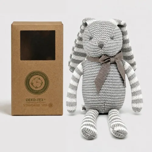 Vista 18 de FLUFFYFUN Oso de peluche azul 100% algodón orgánico de 6.5 pulgadas, animales de peluche para recién nacido Oso Azul