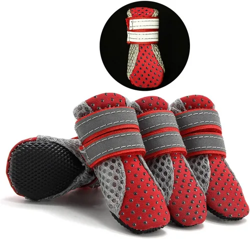 Vista 10 de Zunea - Botas para perros pequeños para pavimento caliente, antideslizantes, zapatos de verano para cachorros, color negro, talla S Breathable