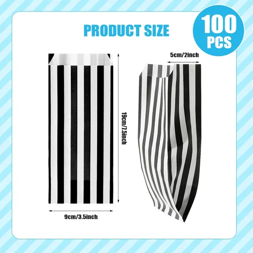 Vista 2 de 100 bolsas de papel para palomitas de maíz, porciones individuales, pequeñas bolsas de palomitas de maíz para fiestas, desechables, aperitivos