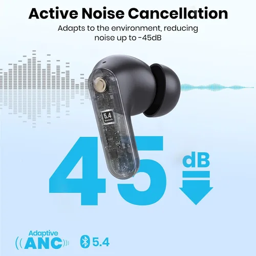 Vista 2 de Auriculares Bluetooth 5.4 inalámbricos 2 en 1 funda y soporte para teléfono con cancelación de ruido, potentes graves intrauditivos, Bluetooth 70H