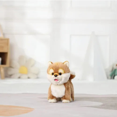 Vista 2 de Perro de peluche electrónico interactivo Akita, cachorro realista interactivo, perro de juguete, caminar, ladrar, menear la cola y hablar, regalos
