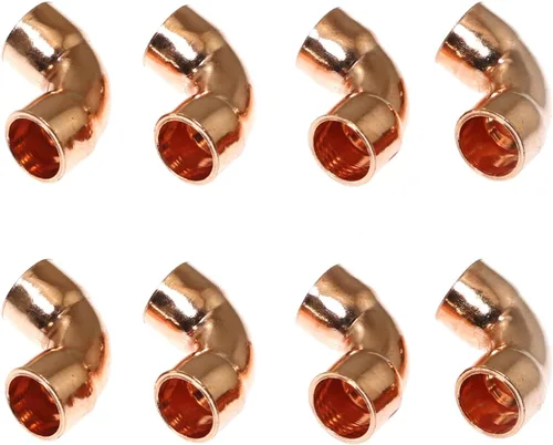 Vista 4 de RLECS 8PCS 1/4 "codo de cobre accesorios de tubería, 90 grados, HVAC y refrigeración, 0.250x0.035 in