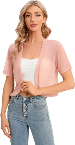 Vista 2 de Chal de gasa de moda para mujer, chaqueta de bolero, cárdigan