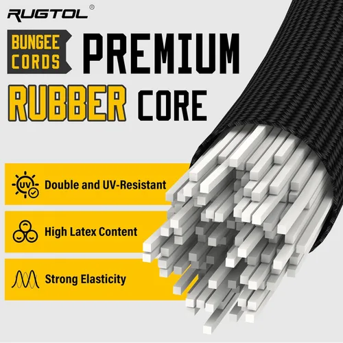 Vista 5 de Cuerdas elásticas con ganchos, cuerdas elásticas de servicio pesado de 8 pulgadas de largo con clip de mosquetón para exteriores, cuerda elástica