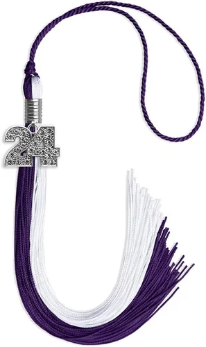 Vista 45 de Endea Graduation Borla de doble color con dije de plata brillante (negro/oro antiguo, 2025)