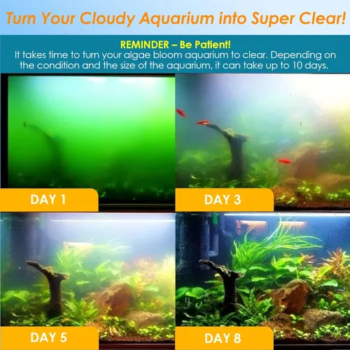 Vista 2 de AquaMiracle Filtro de acuario para agua verde, filtros de tanque de peces U - V con temporizador (4/8/12/24 horas), filtro de peces de modo dual