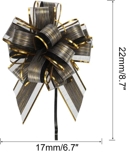Vista 2 de MECCANIXITY 10 lazos grandes de organza de 7 pulgadas para envolver regalos, cintas de organza color negro para cestas de boda, regalos de fiesta