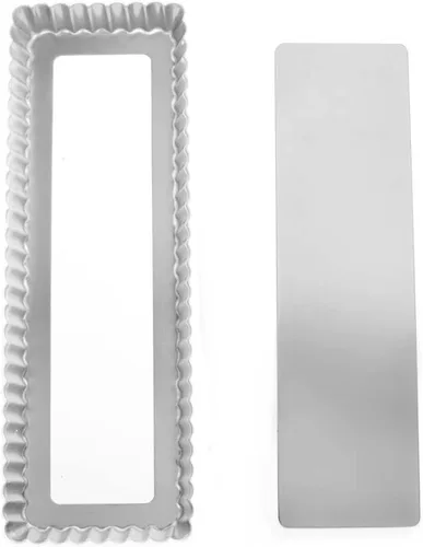 Vista 2 de Fox Run 44531 - Sartén rectangular para tartas, 14.1 x 4.7 x 1 pulgadas, acero inoxidable plateado con parte inferior extraíble, grande