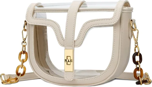 Vista 4 de KKXIU Bolso cruzado transparente para mujer, de piel vegana, aprobado para estadios, para concierto, al hombro, deportivo, bolso transparente