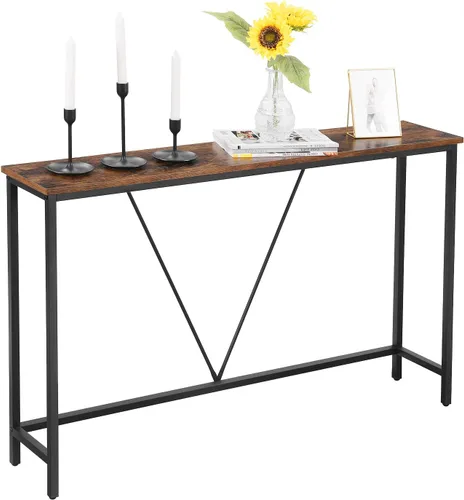 Vista 10 de VASAGLE Mesa de sofá consola, mesa de entrada estrecha, para sala de estar, dormitorio, fácil montaje, gris carbón y negro tinta ULNT020B04
