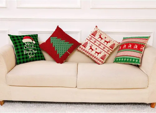 Vista 6 de Ogrmar 4 fundas de almohada de 18 x 18 pulgadas, fundas de almohada decorativas de Navidad, fundas de almohada cuadradas de lino y algodón
