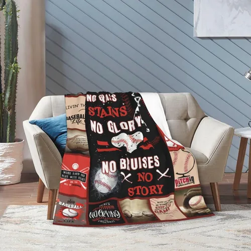 Vista 6 de Manta de Béisbol Regalo de Béisbol para Niños Suave Cálida Decoración de Béisbol Deportiva Manta de Sofá de Vellón Polar Felpa Esponjosa Ligera