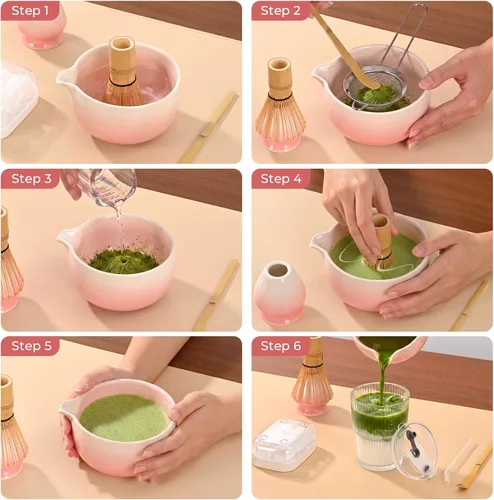 Vista 8 de Juego Matcha Kit Completo Matcha con Matcha Whsik Rosa