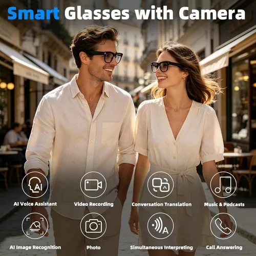 Vista 10 de Gafas inteligentes AI con cámara de 8 MP, gafas de sol de video HD 1080P