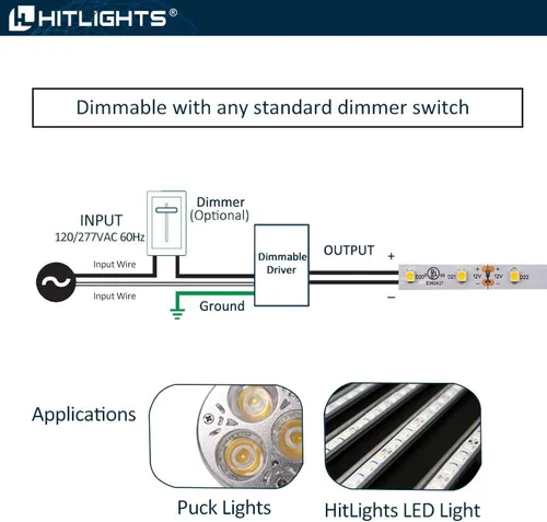 Vista 5 de HitLights Transformador LED regulable de 12 V 40 W, fuente de alimentación magnética de 120 VCA a 12 VCC, compatible con atenuadores Lutron