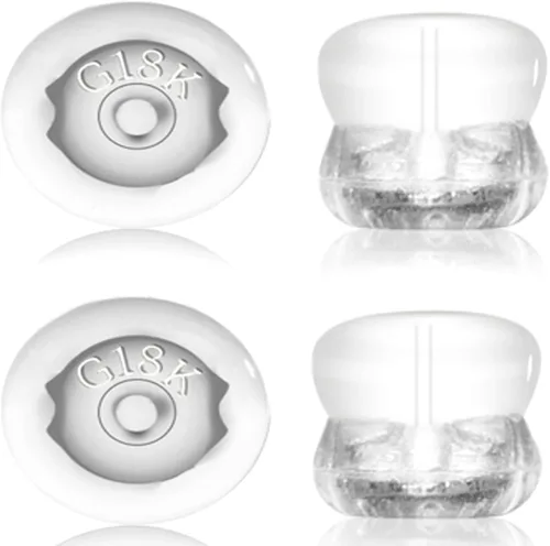 Vista 15 de Respaldos de Aretes, Respaldos de Aretes de Silicona de Oro 18K para Aretes de Botón/Orejas Caídas, Respaldos de Aretes con Cierre de Seguridad