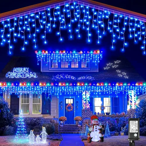 Vista 10 de Luces de Navidad de Carámbanos para Exteriores, 33 pies 400 Luces LED de Carámbanos para Exteriores, Luces Centelleantes Enchufables para Interiores