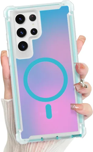 Vista 707 de Bonoma - Funda compatible con Samsung Galaxy S21 Plus, diseño de corazón con purpurina, color rosa Support for MagSafe, Plating Magnetic Case TPU
