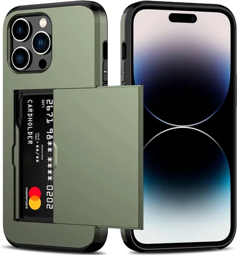 Vista 37 de Nvollnoe Funda para iPhone 14 con tarjetero [almacena 5 tarjetas] Funda tipo cartera de doble capa resistente a prueba de golpes con ranura oculta