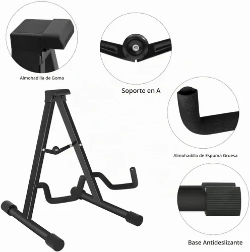 Vista 3 de EASTROCK Soporte de guitarra profesional portátil negro trípode ajustable con marco A para guitarra acústica, múltiples guitarras para guitarra