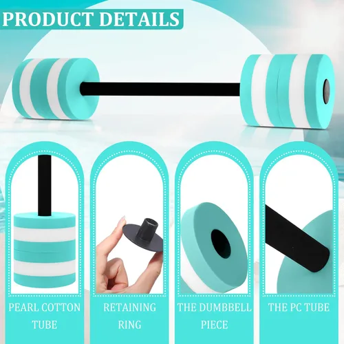 Vista 3 de Shappy 4 Pcs Water Weight Aquatic Exercise Dumbbells for Pool Macaron Color EVA Foam Dumbbells Set Aerobics Equipment Aquatic Exercise Barbells Hand