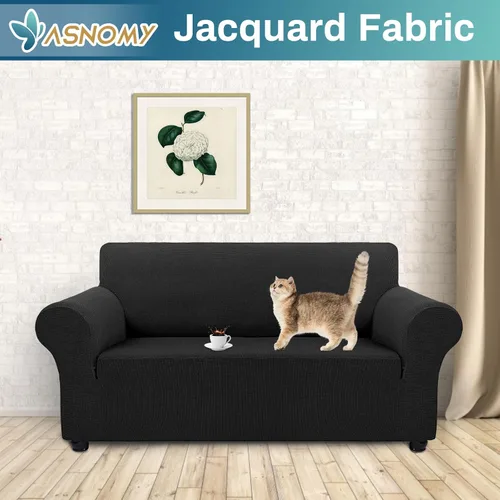 Vista 2 de Asnomy Fundas de sofá para sofá de 2 cojines, fundas elásticas para sofá biplaza, protector de mascotas, fundas de muebles para perros y gatos, tela