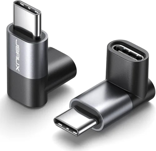 Vista 12 de JSAUX Paquete de 2 adaptadores USB C a USB C de 90 grados, adaptador tipo C de ángulo recto de 100W y 40Gbps para transferencia de datos para Steam