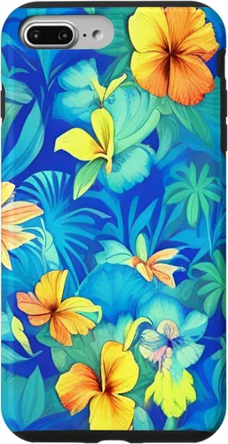 Vista 9 de Funda estética para iPhone 15 con flores de hibisco floral hawaiano tropicales