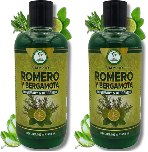 Vista 10 de Romero, Sábila & Bergamota Shampoo (romero, aloe vera y bergamota) – 16.9 fl oz – Cuidado nutritivo del cabello – Brillo natural y fuerza – Cabello