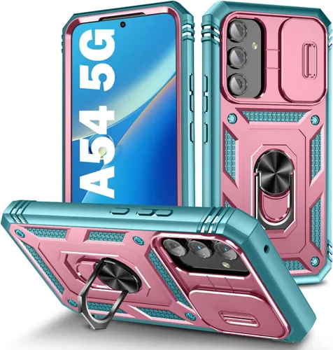 Vista 56 de PASNEW Funda militar para iPhone 13 Pro Max, cubierta de cámara deslizante y soporte de anillo de metal de 360°, carcasa rígida multicapa resistente