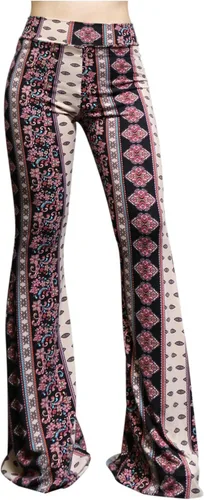 Vista 51 de ShopMyTrend - Pantalones de yoga largos con piernas anchas y acampanadas estilo palazzo, con cintura alta, para mujer