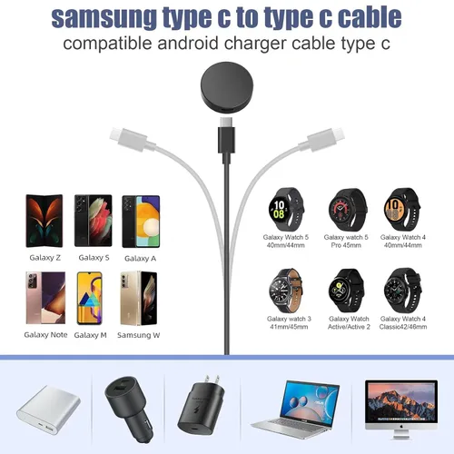 Vista 3 de Cargador de reloj Samsung, cargador súper rápido de 25 W compatible con Galaxy Watch 8/7/6/6 Classic/5 Pro/5/4/4 Classic y Galaxy S25 S24 S23 Note/Z