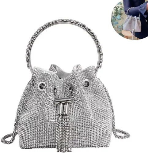 Vista 11 de Bolso de noche con diamantes brillantes para mujer, bolso de mano con diamantes de imitación para fiesta, baile de graduación, cóctel