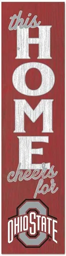 Vista 17 de KH Sports Fan Letrero de Alabama Crimson Tide This Home Cheers for Porch Leaner, 11 x 46 pulgadas, carmesí de marea carmesí; muestra tu espíritu