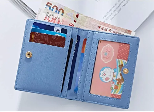 Vista 3 de AnnabelZ Cartera pequeña de cuero plegable para mujer, mini monedero corto para mujer