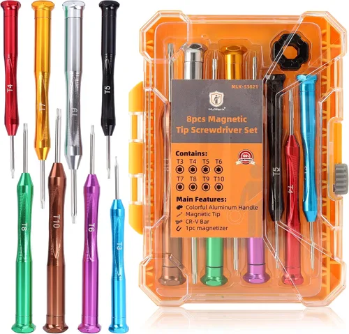Vista 10 de MULWARK Juego de destornilladores pequeños, juego de 6 mini destornilladores magnéticos, microprecisión de cabeza plana y destornillador Phillips