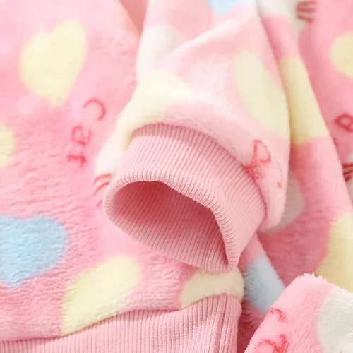 Vista 2 de ZHICHUANG Ropa de invierno de manga larga con estampado de dibujos animados de vellón para el hogar 2 piezas ropa cálida de invierno