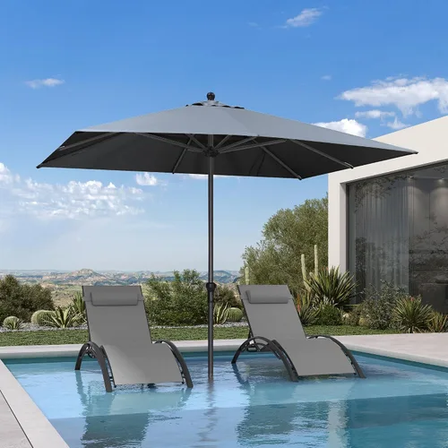 Vista 10 de PURPLE LEAF - Sombrilla de patio rectangular de 6' x 4', sombrilla de mesa para exteriores con marco de aluminio, sombrilla de mercado, sombrilla