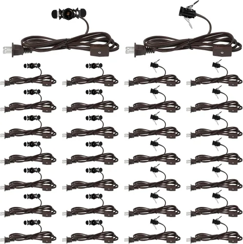 Vista 10 de Macarrie 2 piezas de repuesto de cable de lámpara de sal individual para aldea de Navidad, enchufe de bombilla con cable E12 con enchufe