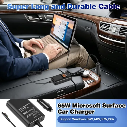 Vista 6 de Surface Pro - Cargador de coche para laptop de 65 W, 15 V, 4.5 A, compatible con Microsoft Surface Pro 11/10/9/8/7+/7/6/5/4/3 Laptop1/2/3/4/5/6/7