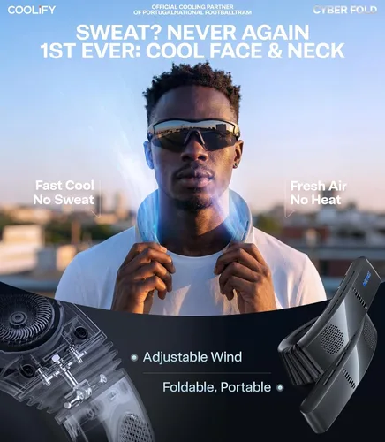 Vista 5 de TORRAS COOLiFY 2026 Cyber Fold AI - Aire acondicionado de cuello, zona de enfriamiento máximo, enfriador de cuello y cara con viento fuerte
