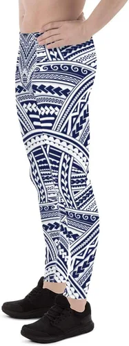Vista 3 de Satori_Stylez - Mallas para hombre, polinesio, maorí, tatuaje impreso, Meggings Running Tights o Spats, pantalones BJJ