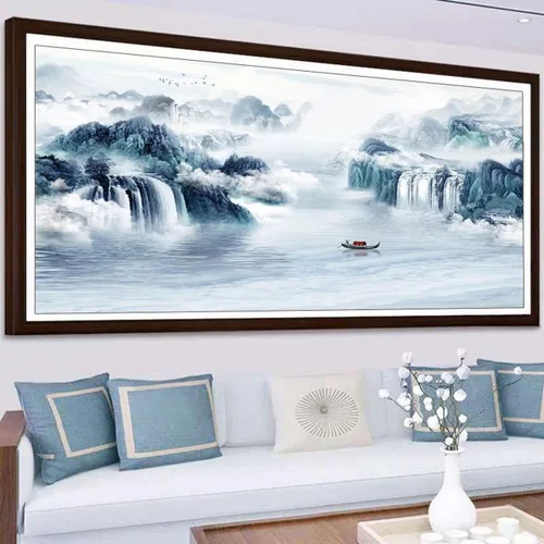 Vista 2 de Instarry Kits de pintura de diamantes 5D para adultos, taladro completo, estilo chino, pintura de paisaje, punto de cruz, decoración de pared