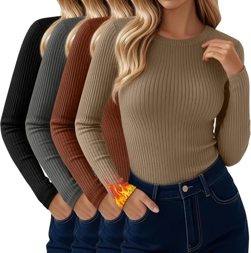 Vista 19 de Paquete de 4 camisas térmicas de manga larga acanaladas