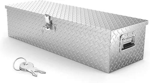 Vista 15 de TUFFIOM - Caja de herramientas de aluminio de 30 pulgadas para cama de camión, caja de herramientas resistente con placa de diamante para remolque
