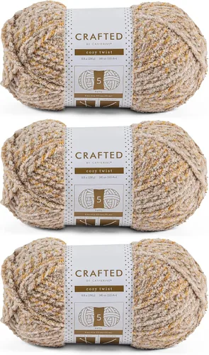 Vista 8 de Crafted By Catherine Cozy Twist Yarn - Paquete de 2 (345 yardas cada madeja), beige multicolor, calibre 5 voluminoso