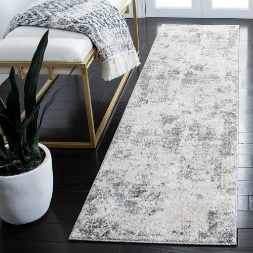 Vista 23 de SAFAVIEH Aston Collection - Alfombra decorativa, 2 x 5 pies, gris claro y gris, diseño abstracto moderno, no desprende pelusa y de fácil cuidado