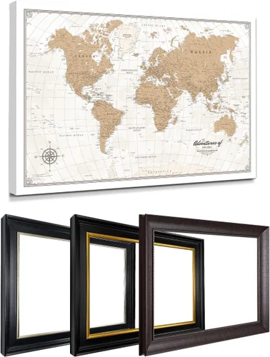 Vista 63 de IPIC - Lienzo con mapas de EE. UU. para decoración de pared, mapa con pin de empuje para marcar viajes, mapa de viaje impreso de EE. UU.