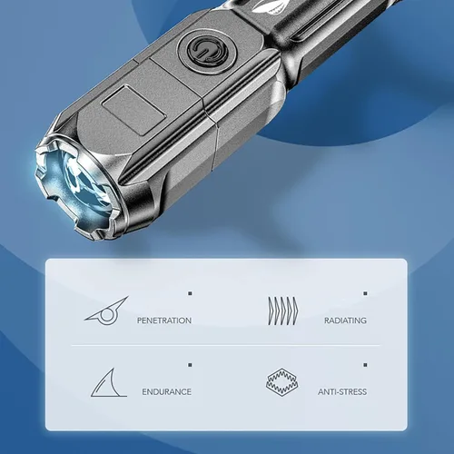 Vista 4 de ABS fuerte luz de enfoque linterna al aire libre portátil hogar común linterna distribución linterna camping luces flash luz